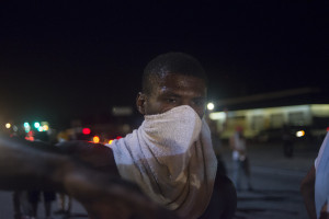 A protestor during demonstrations in Ferguson, Mo. on August 17, 2014. Jon Lowenstein—Noor for TIME